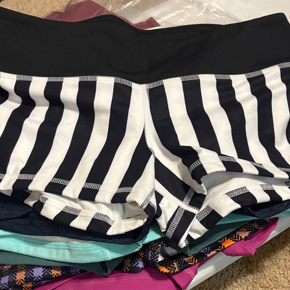 Fleo Black and White Striped Athletic Shorts